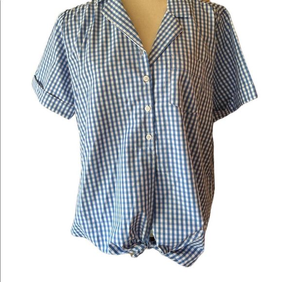 French Connection Tops - French Connection Tatus check tie front blouse v-neck size M